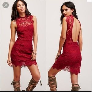 Free People Cherry Red Lace Dress
